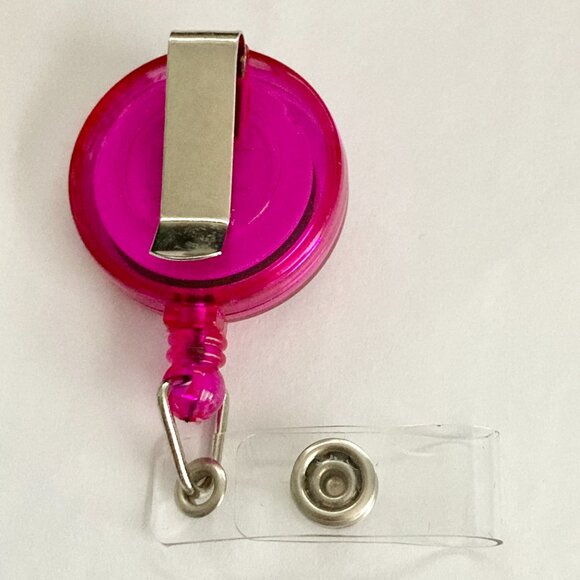 Disney Minnie Mouse Charm ID Badge Holder Lanyard Retractable Reel Pink Dots - Picture 4 of 5